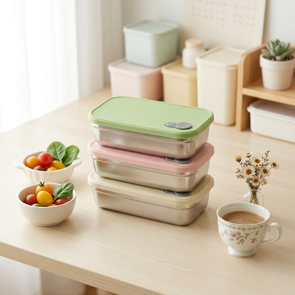 Food Storage Stackable Containers - صندوق غداء من الفولاذ المقاوم للصدأ،
