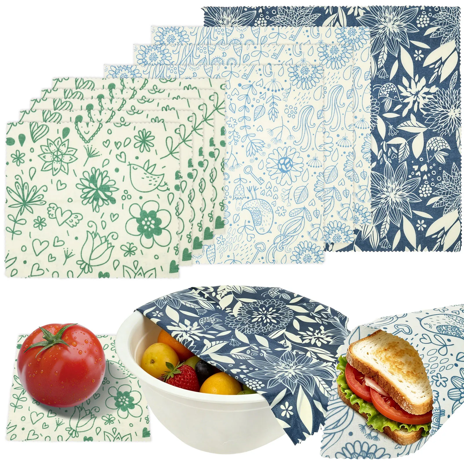 Beeswax Food Wrap - 9 قطع من أغطية الشمع العضوي