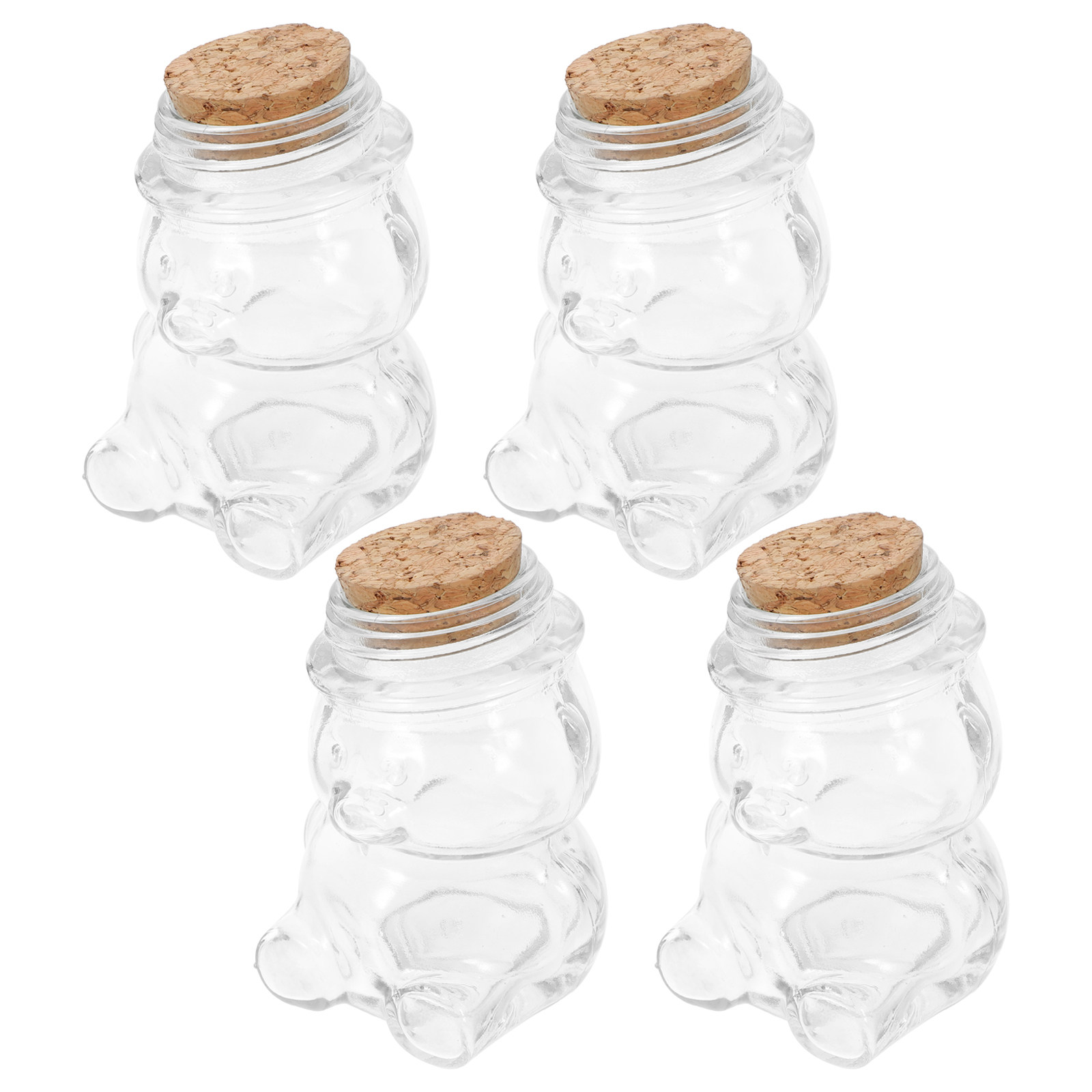 Food Storage Jars Airtight - طقم من 4 أوعية زجاجية شفافة