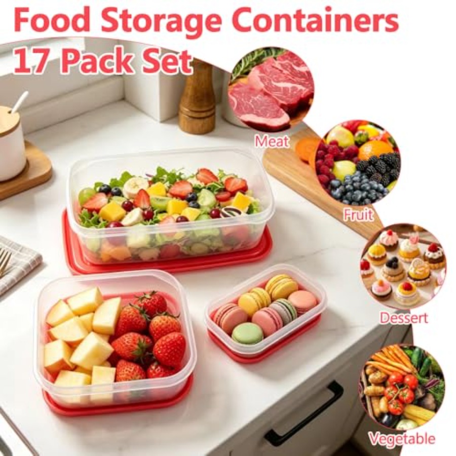 مجموعة تخزين طعام بلاستيكية من - مراجعة Food Storage Plastic Containers With Lids وسعره