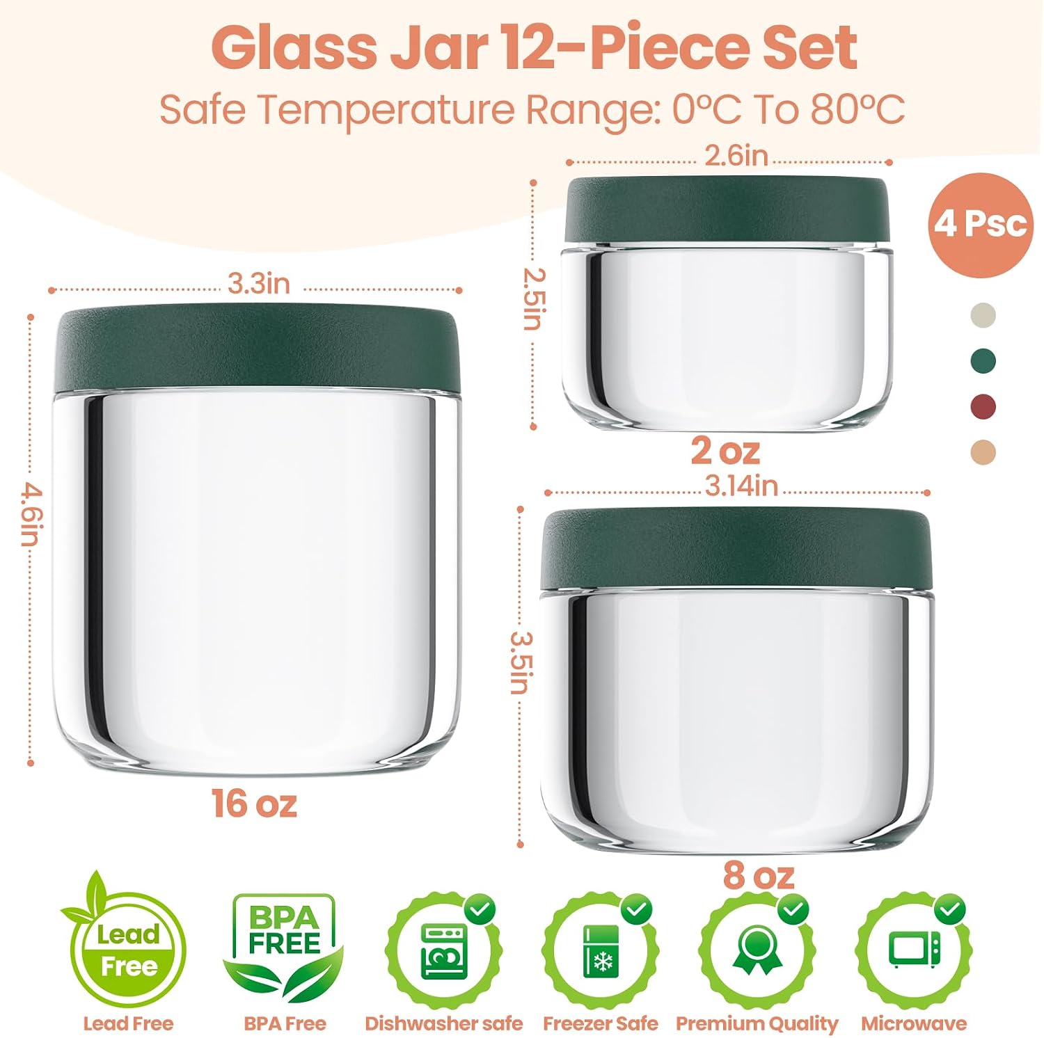 12 عبوة من أوعية الشوفان الليل - مراجعة Food Storage Jars Airtight وسعره