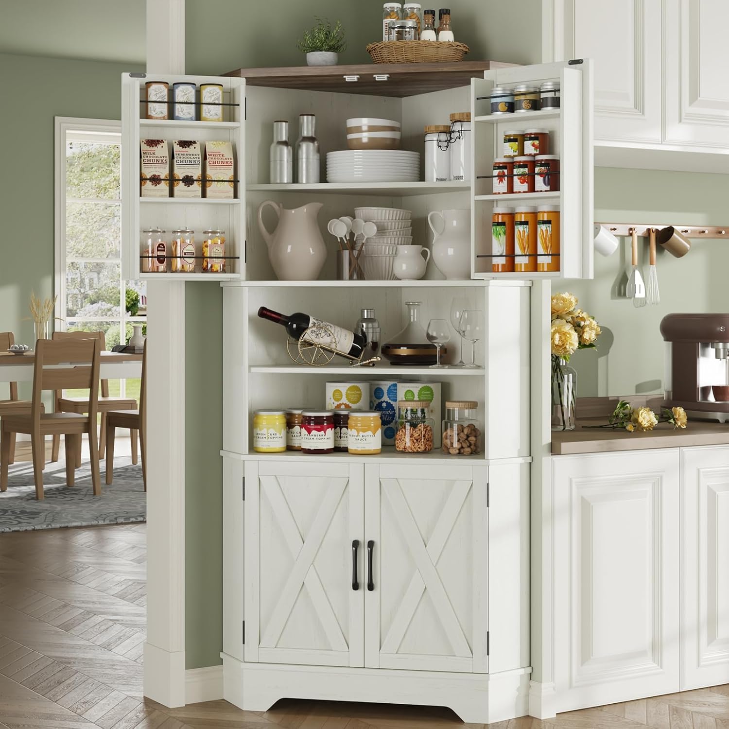 # خزانة زاوية، خزانة تخزين للم - مراجعة Food Storage In Cabinets وسعره