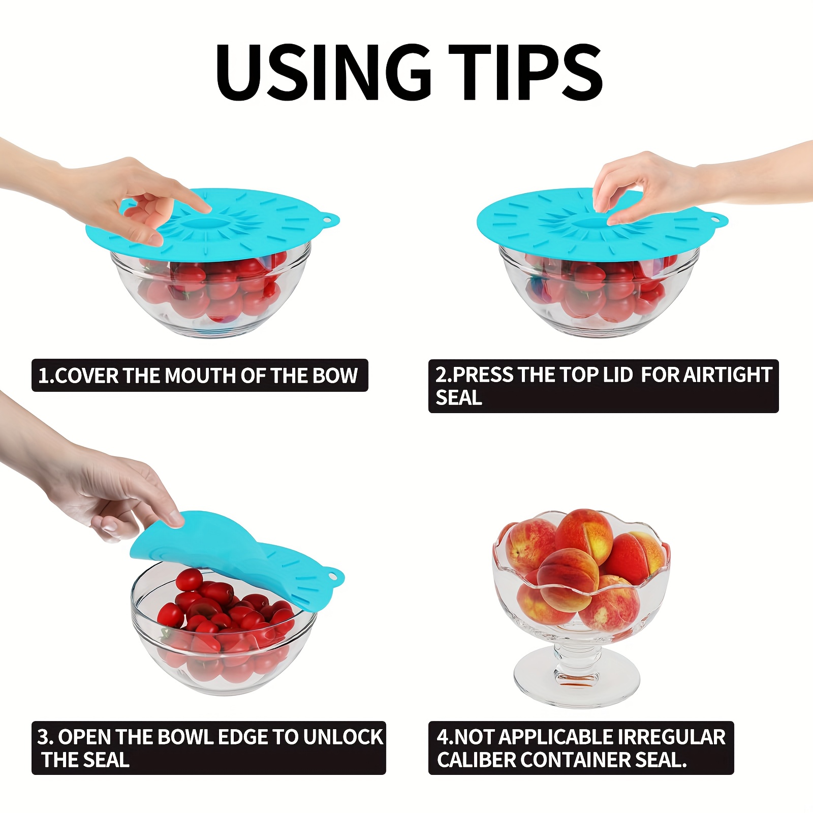 أغطية سيليكون من 5 قطع، أغطية  - مراجعة Food Storage Silicone وسعره